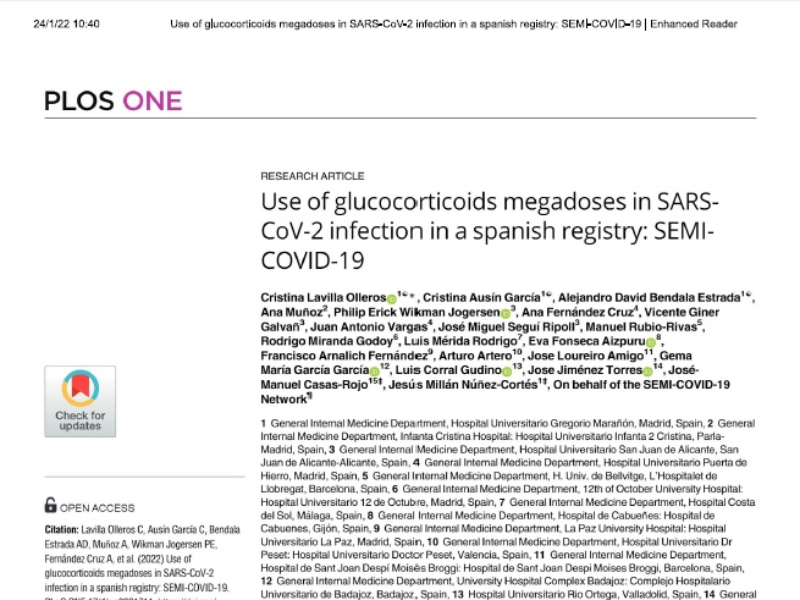 “Use of glucocorticoids megadoses in SARS-CoV-2 infection in a spanish registry: SEMI-COVID-19” | José Manuel Casas Rojo, Medicina Interna