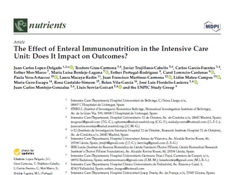 “The Effect of Enteral Immunonutrition in the Intensive Care Unit: Does It Impact on Outcomes?” | Belén Vila, Medicina Intensiva