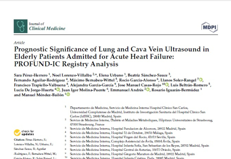 “Prognostic Significance of Lung and Cava Vein Ultrasound in Elderly Patients Admitted for Acute Heart Failure: PROFUND-IC Registry Analysis” | José Manuel Casas Rojo