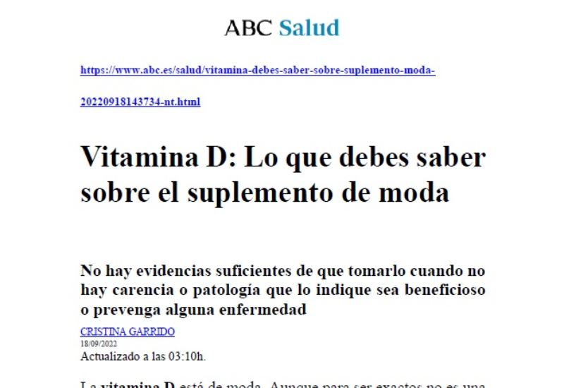 “Vitamina D: Lo que debes saber sobre el suplemento de moda” | Pilar Cubo, Medicina Interna