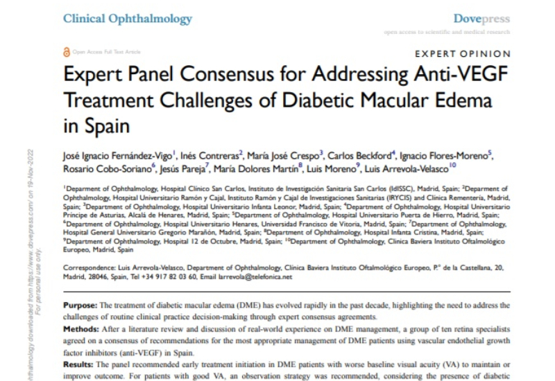 ”Consenso del panel de expertos para abordar los desafíos del tratamiento anti-VEGF del edema macular diabético en España” | Dolores Martin Sánchez, Jefe de Servicio de Oftalmología