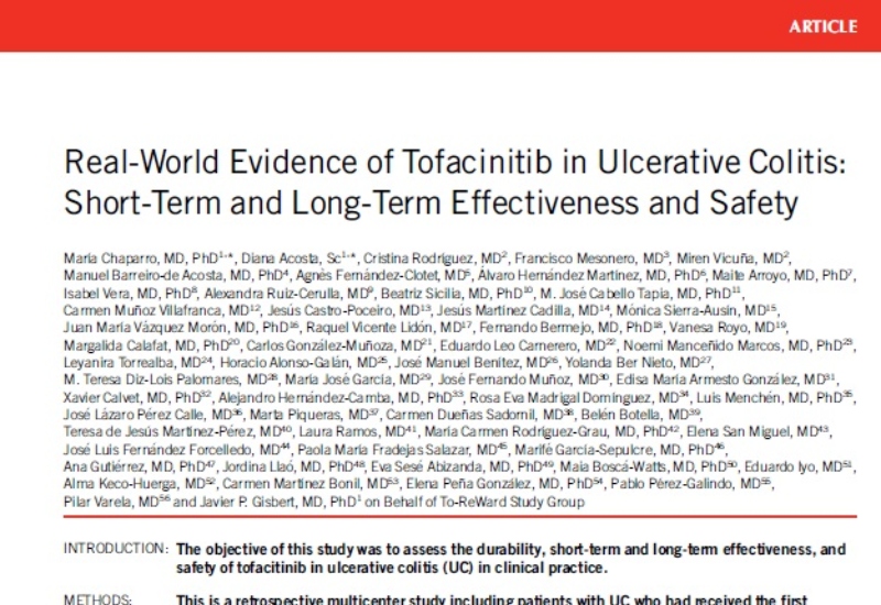 “Real-World Evidence of Tofacinitib in Ulcerative Colitis: Short-Term and Long-Term Effectiveness and Safety” | Belén Botella, servicio de Digestivo