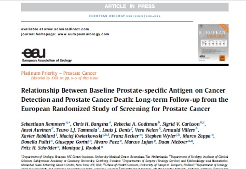 “Relationship Between Baseline Prostate-specific Antigen on Cancer Detection and Prostate Cancer Death: Long-term Follow-up from the European Randomized Study of Screening for Prostate Cancer” | Marcos Luján, Urología