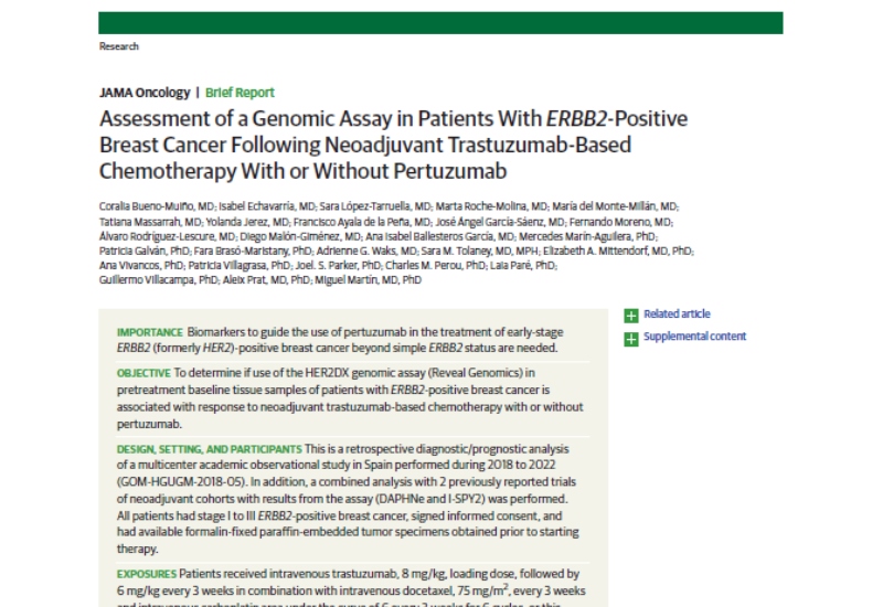 “Assessment of a Genomic Assay in Patients With ERBB2-Positive Breast Cancer Following Neoadjuvant Trastuzumab-Based Chemotherapy With or Without Pertuzumab” | Dra. Coralia Bueno, Oncología