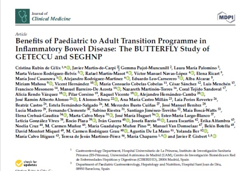 “Benefits of Paediatric to Adult Transition Programme in Inflammatory Bowel Disease: The BUTTERFLY Study of GETECCU and SEGHNP” | Belén Botella, Aparato Digestivo