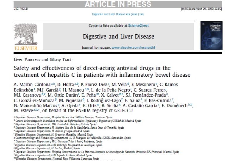 “Safety and effectiveness of direct-acting antiviral drugs in the treatment of hepatitis C in patients with inflammatory bowel disease” | María Oeriz Durán, Aparato Digestivo