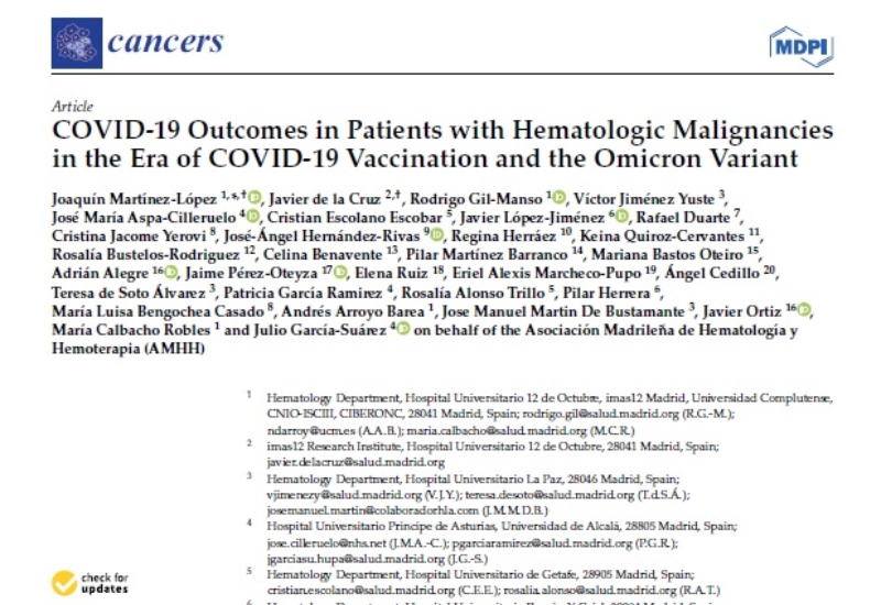 “COVID-19 Outcomes in Patients with Hematologic Malignancies in the Era of COVID-19 Vaccination and the Omicron Variant” | Eriel Pacheco, Hematología