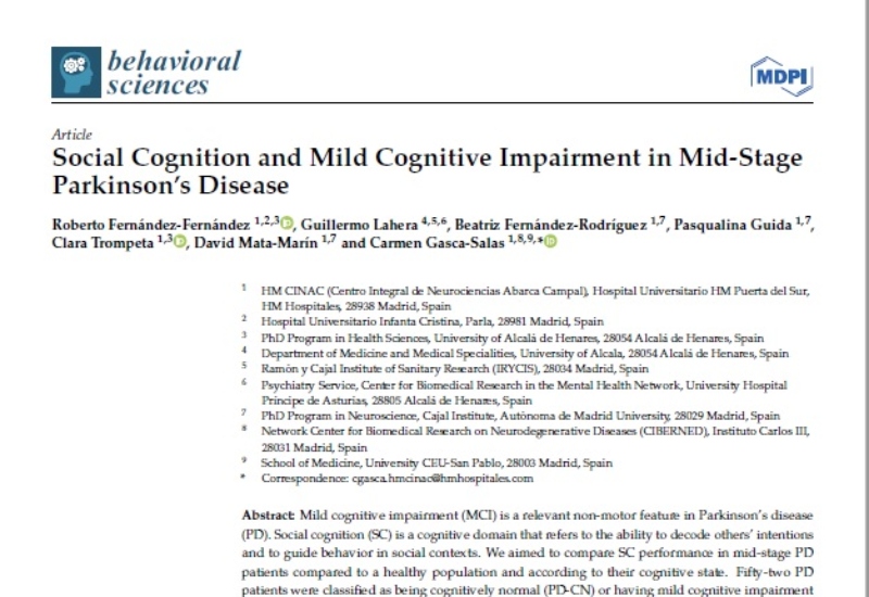 “Social Cognition and Mild Cognitive Impairment in Mid-Stage Parkinson’s Disease” | Roberto Fernández Fernández, Psiquiatría