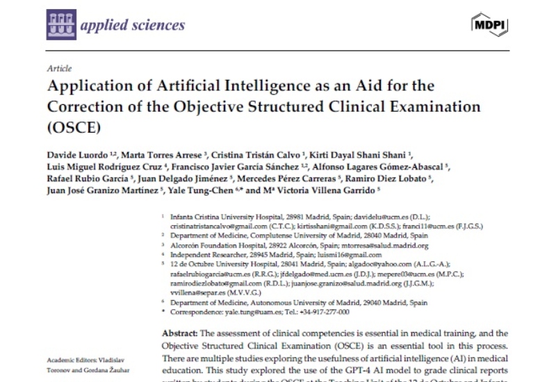 “Application of Artificial Intelligence as an Aid for the Correction of the Objective Structured Clinical Examination (OSCE)” | Davide Luordo, Urgencias
