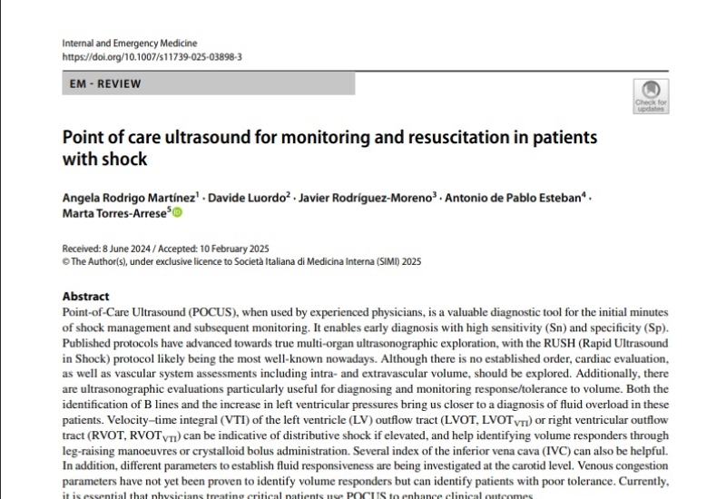 “Point of care ultrasound for monitoring and resuscitation in patients with shock” | Davide Luordo, Urgencias