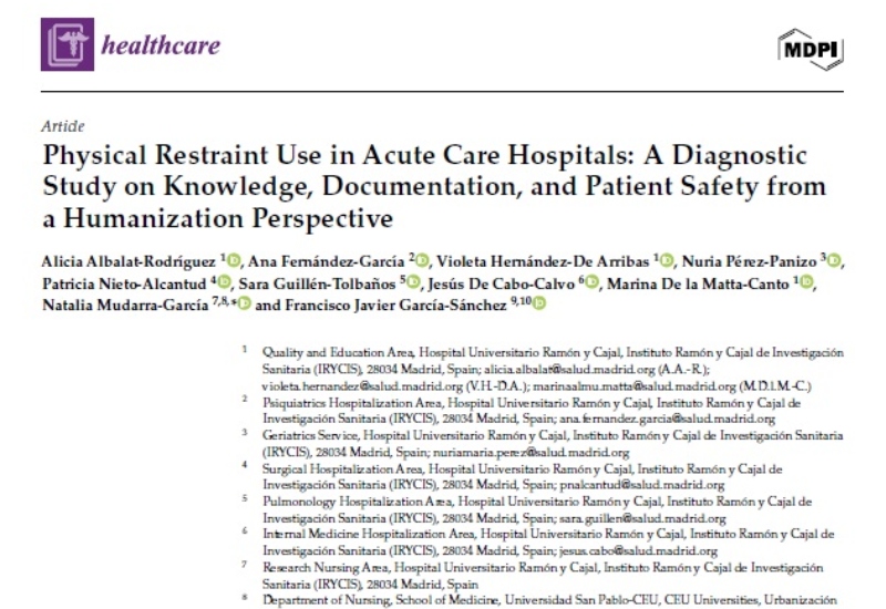Physical Restraint Use in Acute Care Hospitals: A Diagnostic Study on Knowledge, Documentation, and Patient Safety from a Humanization Perspective | Francisco García Sánchez, Prehabilitación