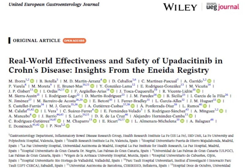 Real-World Effectiveness and Safety of Upadacitinib in Crohn’s Disease: Insights From the Eneida Registry | Daniel Martín, Digestivo