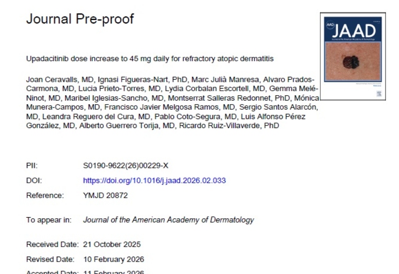 “Upadacitinib dose increase to 45 mg daily for refractory atopic dermatitis” | Alberto Guerrero Torija, Dermatología