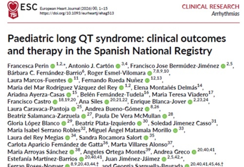 Paediatric long QT syndrome: clinical outcomes and therapy in the Spanish National Registry | Paola de Vera , Pedriatría